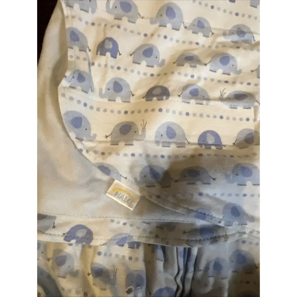 Lot of 2 HALO SleepSack Swaddle Small 3-6 Months Gray Leaves Blue Elephants Used